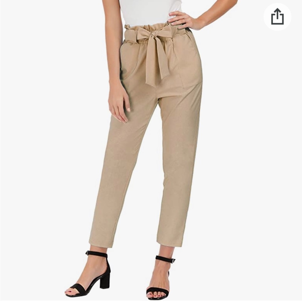 GRACE KARIN Women's Cropped Paper Bag Waist Pants with Pockets